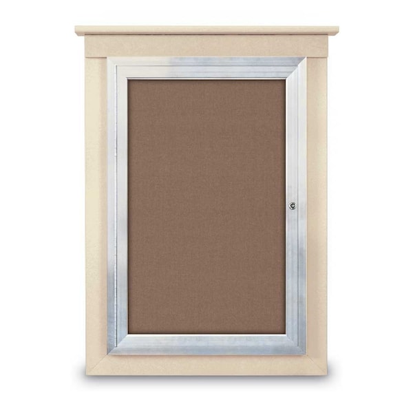 United Visual Products Single Door Enclosed Letterboard, 60"x42 UV1306TB-SATIN-GREY - main